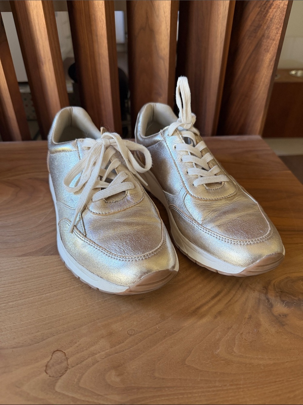 Naturalizer Metallic Gold Lace-Up Sneakers
